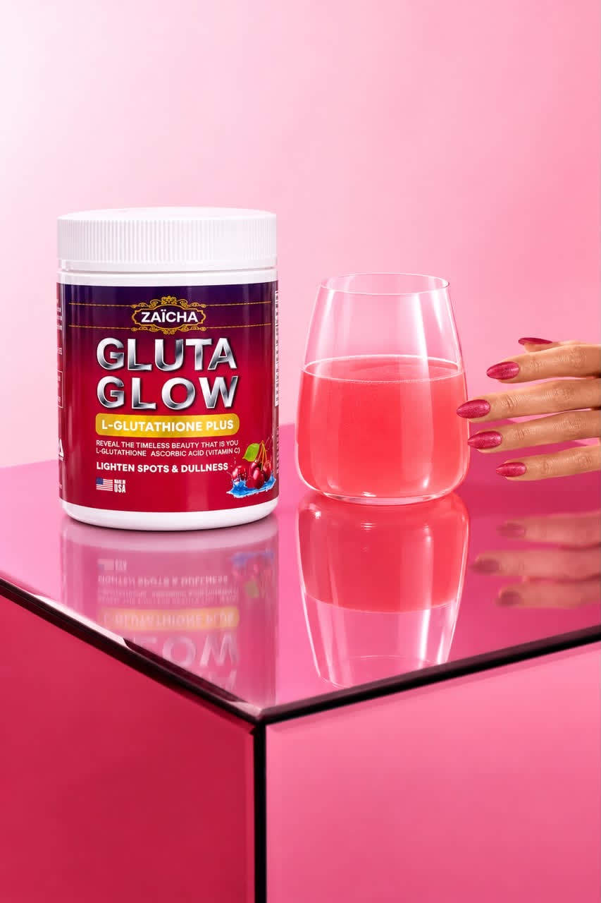 GLUTA GLOW ZAÏCHA accompagné d’une boisson rose